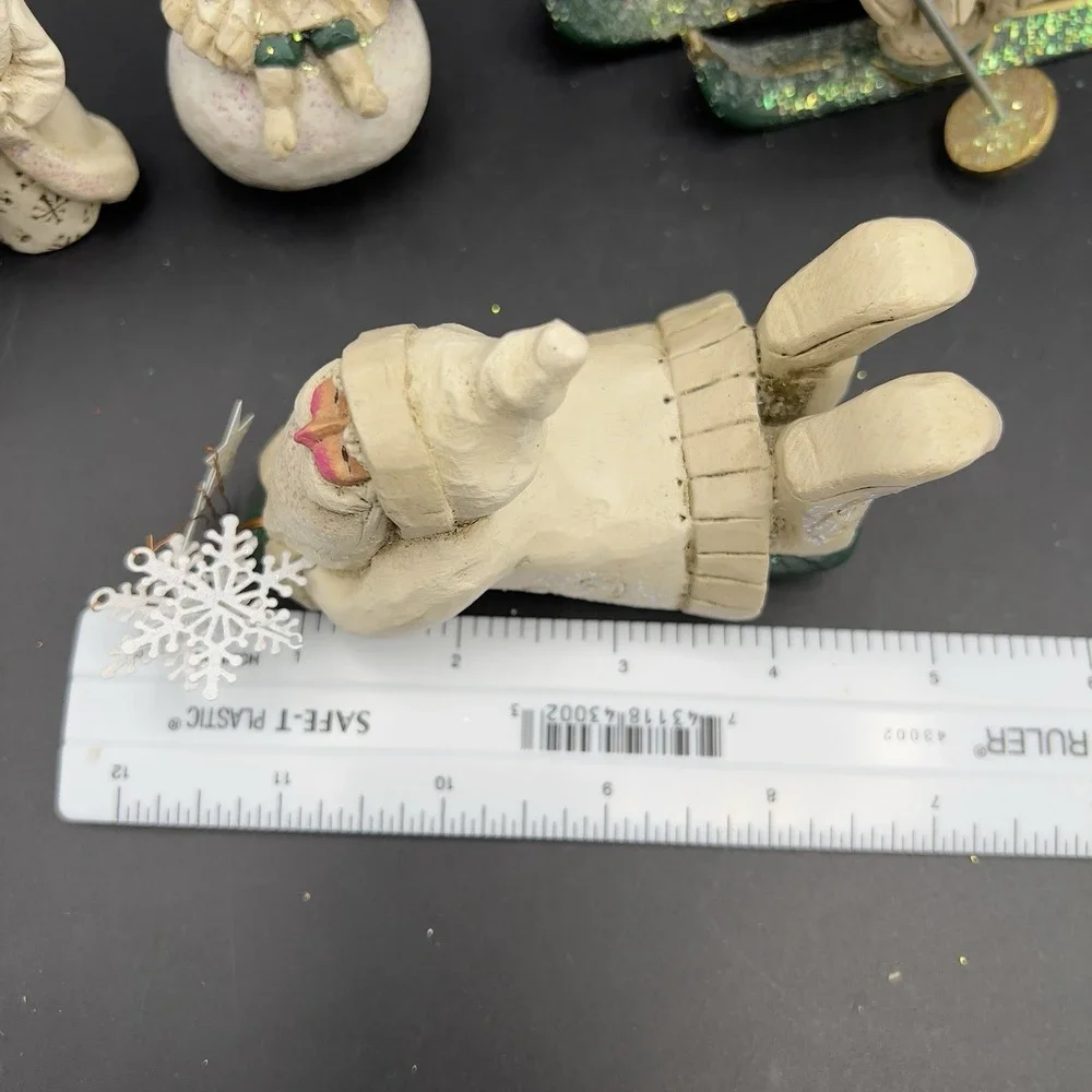 4 Pam Schifferl Winter White Woodland Santa Figurines Ornaments Midwest